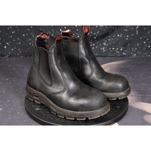 Redback Work Boots Womens Size 7 Black Slip On Chelsea Leather Safety Toe 4.5